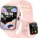 Smart Watch for Kids, 1.85" Fitness Tracker Kid Watch Pedometer, Heart Rate, Sleep Monitor, NO APP/Phone, Alarm Clock, Smartwatches with Video Music, IP68 Waterproof, Puzzle Games, Gift for Girls Boys (Pink)