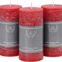 3x6 Inch Red Pillar Candles Set of 3, Christmas Candles Unscented Red Pillar Candles, Dripless Candles Long Burn Time for Wedding, Christmas Decor and Home Decor, Xmas Dinner Table Decor