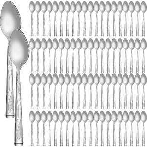Lasnten 150 Pieces Dinner Spoons Set 7.24 Inches Silverware Spoons Bulk Stainless Steel Tablespoon Metal Classic Design Mirror for Home Restaurant Kitchen Mirror Polished Dishwasher Safe