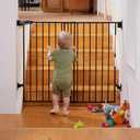 Babelio 34" Extra Tall Baby/Dog Gate with No Threshold Design Walk Thru Door, 26-43" Auto Close Safety Gate for Babies, Elders and Pets, Fits Doorways, Stairs, and Entryways, Black (26-43" W, 34" H)