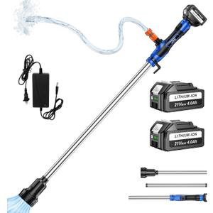 Cordless Stick Water Transfer Pump with 2x4.0Ah 21V Batteries, 770GPH, 32FT Head, 45-Mins Long Runtime, Powerful & Quick Battery Water Pump Compatible with Makita 18V Battery