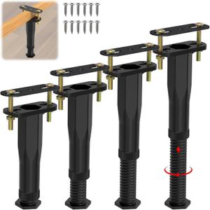 4 PCS Adjustable Height Center Support Leg for Bed Frame (6.5"-11"), Upgrade Under Bed Support Leg with Wider Base, Bed Center Slat/Furniture, Heavy Duty Bed Replacement Legs Bed Slats Support Legs (4pcs (6.5"-11") Rigid Plastic)