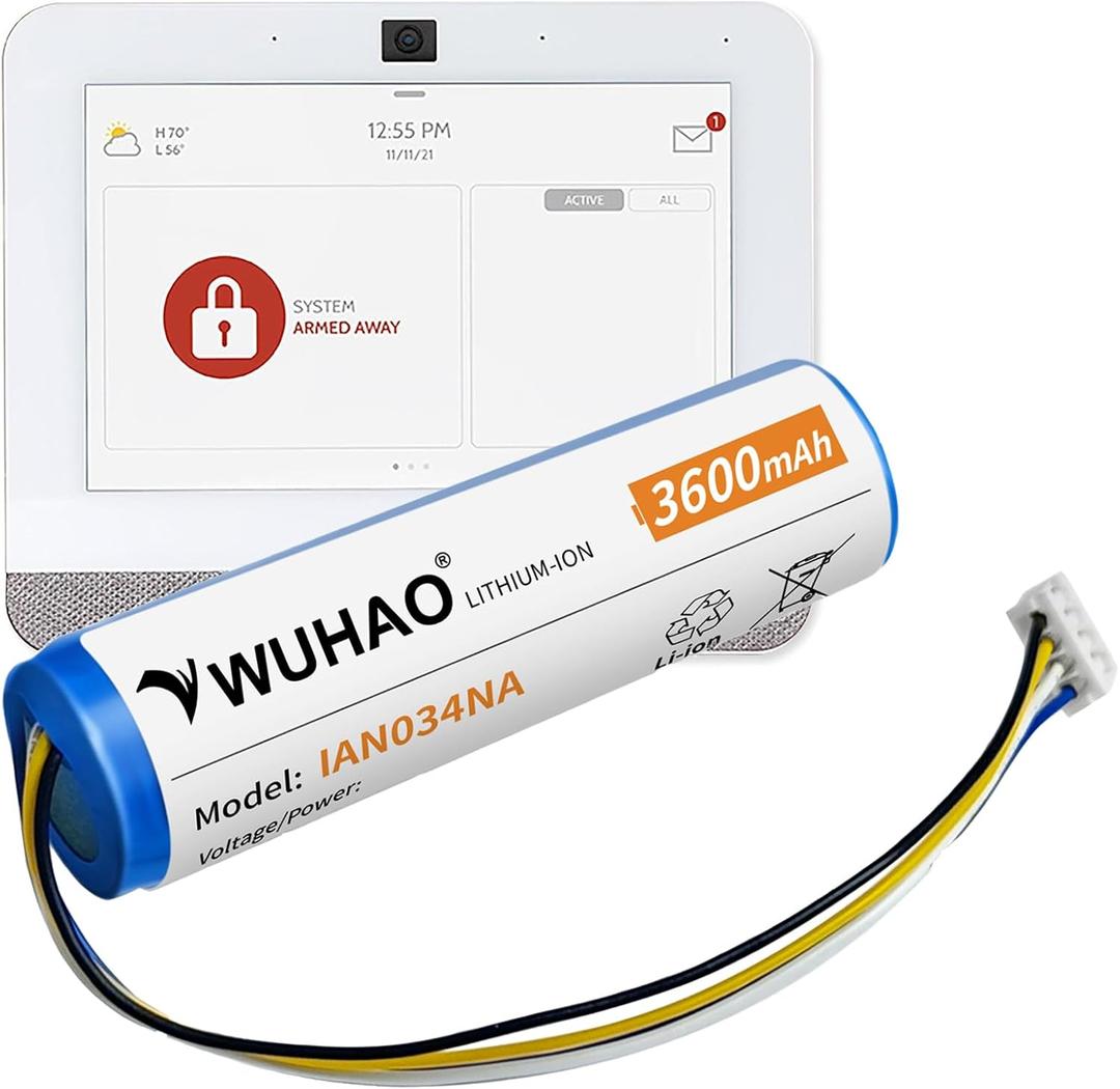 WUHAO IAN034NA Battery for IQ Panel 4 Battery Upgraded 3600mAh for Qolsys IQ Panel 4 IQP4001 IQP4003 IQP4006 IQP4002BLK IQP4004BLK IQP4005BLK IQP4006BLK Replacement 3.7V