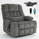 RHHVVR Oversized Power Recliner Chair for Big and Tall 400 LBS, 25.5" Extra Wide Electric Lift Chair with Heat and Massage, Dual Motor 180° Lay Flat Recliner Living Room Sofa, Chenille Big Lift Chair