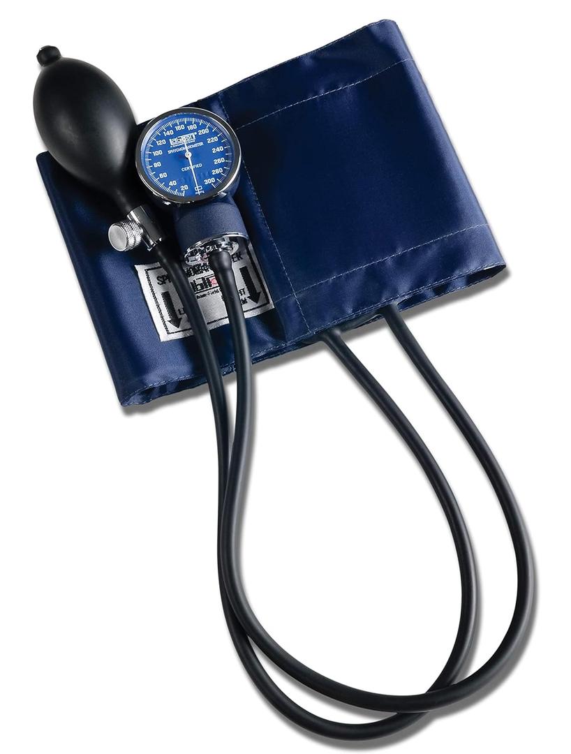 Labtron Manual Blood Pressure Monitor  Adult Size, Blue BP Cuff with Aneroid Gauge and Carry Case