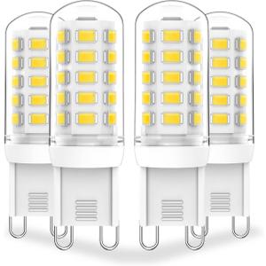 Lososuch Dimmable G9 LED Bulb 6000K Daylight, 3W G9 Base Chandelier Light Bulb Daylight White, 20W 25W 30W Halogen Replacement G9 Bi Pin Base, 120V 360°Beam 4-Pack