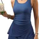 CiCiBird Women One Piece Tummy Control Swimsuit Modest Swim Dress Bathing Suit Skirt Swimwear (X-Large, Blue)