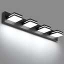 SineRise LED Modern Bathroom Vanity Light Fixtures, Modern Acrylic Bathroom Wall Lighting Fixtures Over Mirror, 4-Light, 30-Inch, Black, White