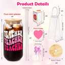 Teacher Appreciation Gifts- 4 Pack End of Year Teacher Gifts for Women Men, 18oz Teachers Glass Cup with Bamboo Lid and Straw Glass Coffee Cups Unique Thank You Teachers Tumbler Mug Gift from Students (EXP 08/05/26)