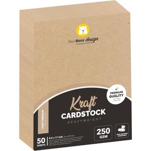 Kraft Cardstock Thick Paper 50 Sheets, 8.5" x 11" Heavyweight 92lb Cover Card Stock for Crafts and DIY Cards Making