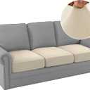 H.VERSAILTEX Fleece Couch Cushion Covers Stretch Couch Covers for 3 Cushion Couch Sofa Thick and Soft Couch Covers Washable (3 Piece Sofa Cushion Cover, Ivory)