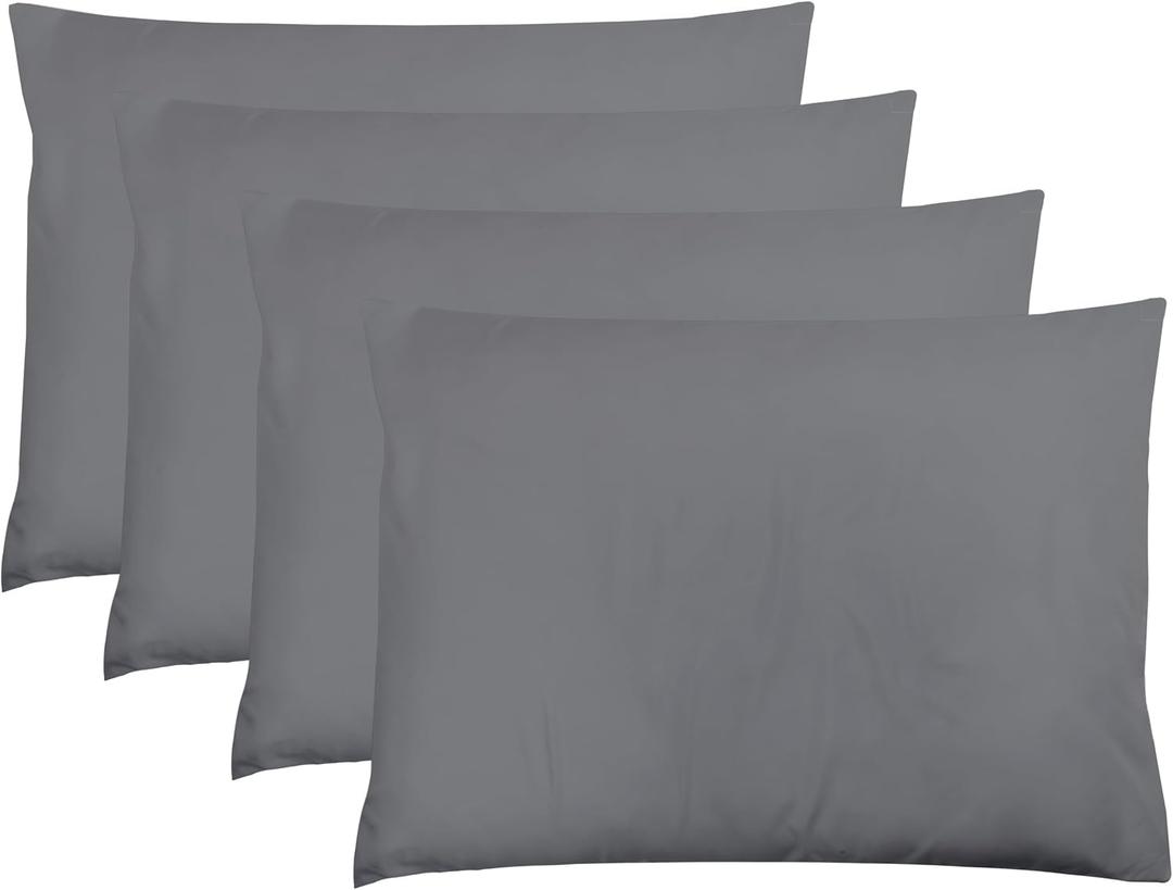 ZPECC Dark Gray Pillow Cases King Size Set of 4, 20x36 Envelope Closure Pillowcases, Soft Plain Brushed Microfiber Covers Hypoallergenic Breathable