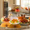2 x 9 Pieces Fall Party Decorations,Thanksgiving Honeycomb Centerpiece Set with 3D Double-Sided Thanksgiving Table Decoration for Autumn Theme Birthday Party Supplies