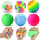 6 Set Squishy Sensory Stress Squeezing Balls for Adults: Best Calming Tool to Relieve Anxiety, Vent Mood and Improve Focus, Easter Basket Stuffers for Kids, Goodie Bag Stuffers One Squishy Popped