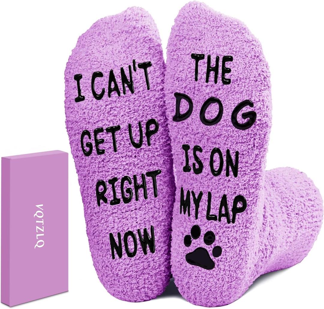Mothers Day Gifts for Mom Wife Grandma Daughter, Gifts for New Mom Sister, Anniversary, Christmas Gift for Women Mom Dog Lovers, Valentines Day for Her Women, Funny Fuzzy Slipper Socks.