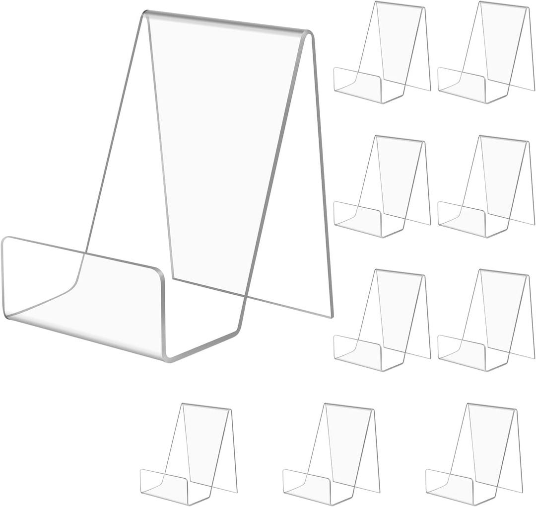 10 Pack 3" x 4" Acrylic Book Stand, Clear Book Display Stand, Easel Transparent Display Stand Holder Tablet Holder for Displaying Pictures, Albums, Books, Music Sheets, Notebooks, Artworks, CDs