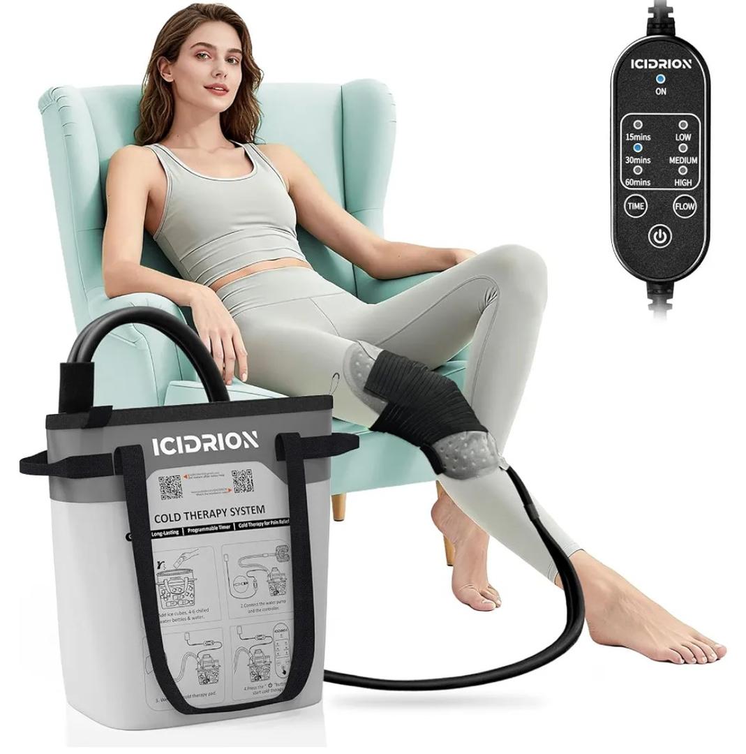 Cold Therapy Machine, Programmable Ice Machine for Knee After Surgery, Portable Knee Replacement Recovery System, Cryotherapy Pain Relief with Pad