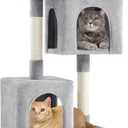Yaheetech 33.5in Cat Tree Tower for Indoor Cats w/2 Cozy Plush Condos, Oversized Perch & Sisal Scratching Posts, Stable Cat Stand House for Large Cats & Pets, Light Gray