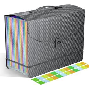 25 Pockets Expanding File Folders,Portable Accordian File Organizer,Expandable File Folder,Bill,Paper,Document Organizer,Plastic Accordion Filing Box,Colored Tabs,A4/Letter Size Diamond