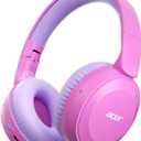 acer Kids Bluetooth Headphones, 85/94dB Volume Limiter, Foldable Wireless Over-Ear Headphones for iPad, Travel, 60H Playtime, Bluetooth 6.0, Built-in Mic, Pink, OHR668