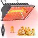 250W Brooder Heater for Chicks, Chicken Coop Heating Lamp Brooder, 7.86ft Cord UL Passed Heating Plate & Heat Lamp with Adjustable Hanging Height for Livestock Supplies Indoor Warmer (Gray)