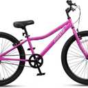 AVASTA Bilbo 24 Inch Kids Bike for Boys Girls 9 10 11 12 13 14 Years Old, Retro Style High Carbon Steel Bicycle with Adjustable Handlebars and Seat, Dual V-Brakes, Semi-Chain Guard, Kickstand, Plum Red