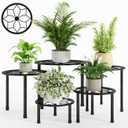 Metal Plant Stand Indoor Outdoor,Indoor Plant Stands for patio rust proof,Heavy Duty Flower Pot Stands for Multiple Plant,Black Potted Plant Holder for Garden Home (5 Pack Black)