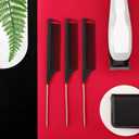 Patelai 30 Pieces Parting Comb for Braids Steel Hair Pin Rat Tail Carbon Fiber Heat Resistant Teasing Combs with Stainless Steel Pintail(Black, Silver)