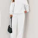 PRETTYGARDEN Women's 2 Piece Outfits Spring Sweatsuits Oversized Hoodies Wide Leg Sweatpants Tracksuits Lounge Matching Sets (White, L)