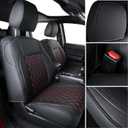 LUCKYMAN CLUB Tacoma Full-Set Seat Covers P04-HY-24, Fit Tacoma 2024 2025 2026 Double/Crew Cab, with Water Resistant Faux Leather (Full Set, Black-Red)