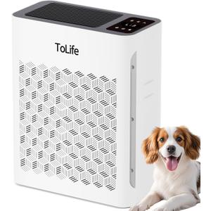 Tolife Air Purifier Large Room, HEPA Air Purifiers for Home Pets Hair with Washable Filter, Air Cleaner for Bedroom up to 1095 Ft Dust Smoke Odor, Sleep Mode, Timer, White