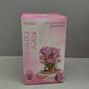 Cherry Blossom Bonsai Tree House Building Flowers Set for Adults, 1382 Pcs Micro-Particle Ideas Sakura Tree Building Blocks, Complete with String Lights, Dust Cover, and Wooden Base