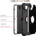 LONTECT for iPhone 16e Case Glitter Sparkly Bling 3 in 1 Shockproof Heavy Duty Hybrid Sturdy High Impact Protective Cover Case for Apple iPhone 16e 6.1 inch 2025,Black