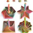 4PCS 3D Printed Fidget Toys for Adults Multi-Layer Geometric Shapes with Handle, ASMR Clicking Sound, Stress Relief Toy for Anxiety & Focus (Gold, Green, Purple, Rainbow Finish)