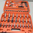 117 Pieces 1/4 and 3/8 inch Drive Socket Ratchet Wrench Set, Metric/SAE Size, with Bit Socket Set and Extension Bar for Auto Repairing and Household, with Storage Case