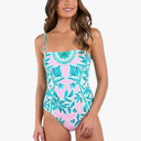 La Blanca Women's One Piece Swimsuit Bandeau Tummy Control Bathing Suit, Medium