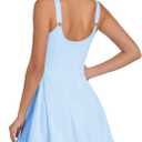 Womens Tennis Dress Built in Shorts & Bra Athletic Golf Active Workout Dress with Pockets (Blue, S)