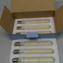 7.3 Inch Long Tubular Vintage LED Edison Bulbs, 6W, Equivalent 60W, High Brightness Daylight 5000K, T10 LED Filament Bulbs with 90+ CRI, E26 Medium Base, Dimmable, Clear Glass, Pack of 6