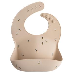 Mushie Silicone Baby Bib | Adjustable Fit Waterproof Bibs (Bees)