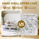 3PCS Clear Hard Shell Zipper Case, Transparent Hard Plastic Zipper Pouches for Travel Organization, Waterproof Toiletry Makeup Bags Cosmetic Pouches, Pencil Organizer Box Toys Storage (L: 11.8*9.8*2)