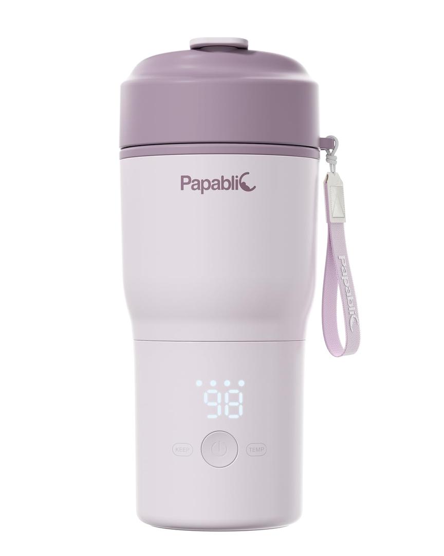 Papablic Portable Bottle Warmer  Fast Heating Baby Bottle Warmer on The Go, Wide Mouth & Smart Temperature Control, Car & Outdoor Feeding, Spodumene Purple