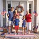 Moucuny 4th of July Outdoor Rug 23.6'' x 35.4'' 250th Anniversary Door Mat Red White Blue Striped Doormat Cotton Woven Patriotic Welcome Mats for Independence Day Porch Entryway Decor