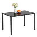 FDW | Dining Table for 4-6 People | Black | 47 Inch Rectangular Glass Kitchen Table | Space-Saving and Modern Design | for Dining Room, Easy to Assemble