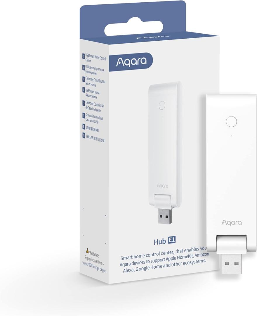 Aqara Smart Hub E1 for Home Automation, 2.4 GHz Wi-Fi Required, Features Aqara Zigbee (Not Third-Party), Powered by USB-A, Small Size, Supports HomeKit, Alexa, Google Assistant, IFTTT