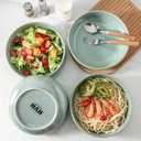 HVH 8.5 inch Large Pasta Bowls Set of 4, 46oz Big Salad Bowl Set of 4, Shallow Bowls, Dinner Bowls Set, Ceramic Bowls Set Microwave and Dishwasher Safe, Smooth glaze (Turquoise)