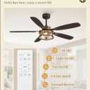 Fanbulous Farmhouse Ceiling Fan with Light and Remote, 52" Black Rustic Flush Mount Ceiling Fans for Bedroom Living Room, Industrial Caged Ceiling Fan for 6 Speed Reversible Motor, 5 Dual Blades