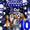 10th Birthday Decorations for Boys Girls, Blue Black Out Single Digits I'm 10 Birthday Party Decorations, Double Digits I'm 10 Banner, Foil Balloons 10, Banner, Balloons, Hanging Swirl, Birthday Card