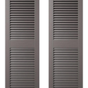 Builders Edge
14.5 in. W x 49 in. H TailorMade Vinyl Cathedral Top Center Mullion, Open Louver Shutters Pair in Tuxedo Grey
 BEL1140049018 