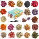 20 Bags Dried Flowers,100% Natural Dried Flowers Herbs Kit for Soap Making, DIY Candle Making,Bath - Include Rose Petals,Lavender,Don't Forget Me,Lilium,Jasmine,Rosebuds and More
