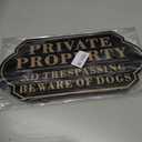 Private Property No Soliciting No Trespassing No Loitering Sign for House and Yard 14 x 7 Inches Sign with 28 Inches Long Stake Rust Free Aluminum Metal (Style E)